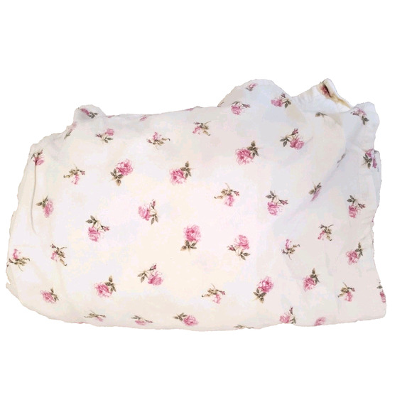 Simply Shabby Chic FLANNEL Flat Sheet Full Pink Floral 100% Cotton Roses Double - Picture 1 of 6